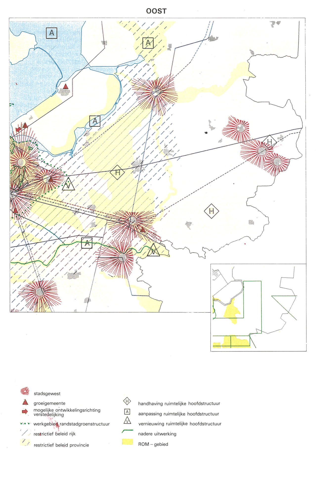 Schematische kaart in de Vierde nota over de ruimtelijke ordening Extra.